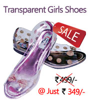 chappalwala presents transparent belly shoes with beautiful glitterings